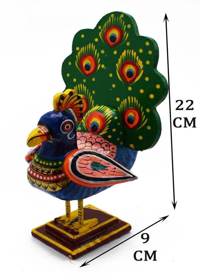 JUSTHANDMADE Wooden Peacock Dolls | Kondapalli Doll | Golu Doll | Home Decor Showpiece | Gift (Pack of 2) - Image 2